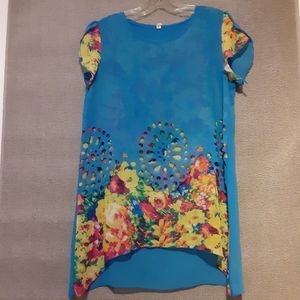 ANSELF Top Womens Large Blue Yellow Red Symmetrical Tunic Avant-Garde 1922